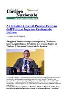 Corriere Nazionale - A Christian Greco il Premio Centum della Unione Imprese Centenarie Italiane