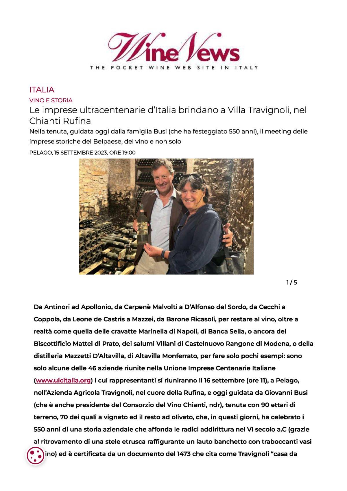 Winenews Le imprese ultracentenarie Italia 15 settembre 2023 Pagina 1 1